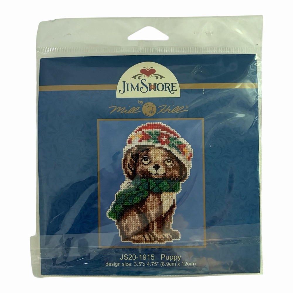 Cross Stitch Kit ~ 2019 Mill Hill Jim Shore Winter Series Puppy #JS20-1915 NEW